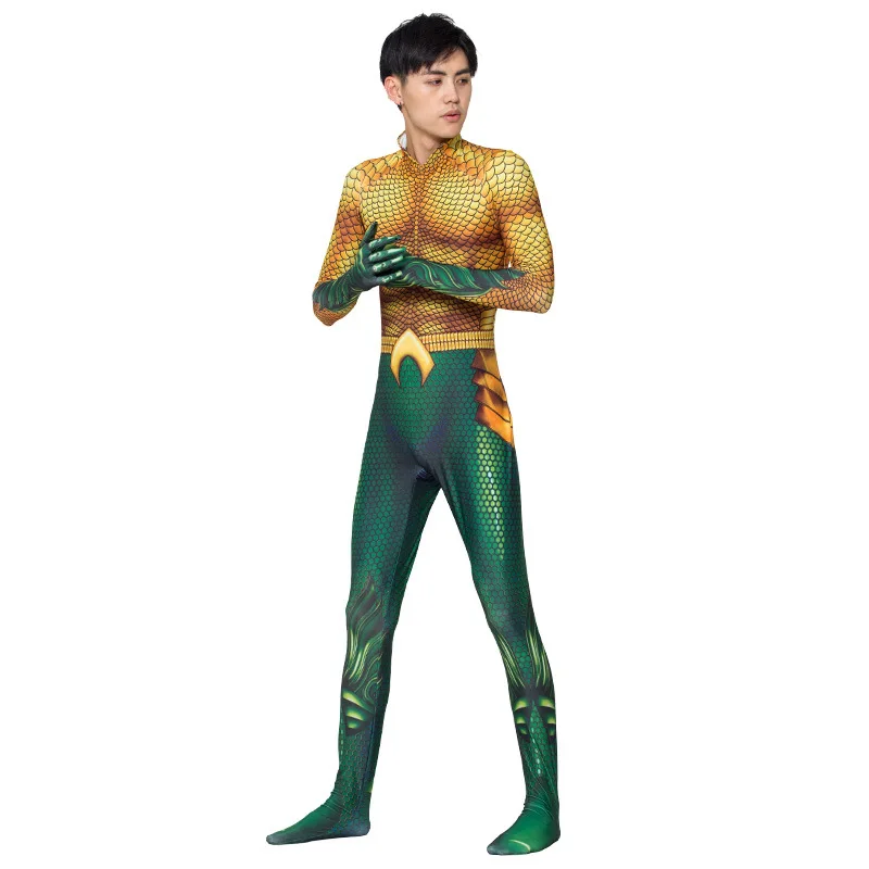 DC Movie Comics Flesh-colored Golden Aquaman Children Adult Cosplay Bodysuit Halloween Party Perfor