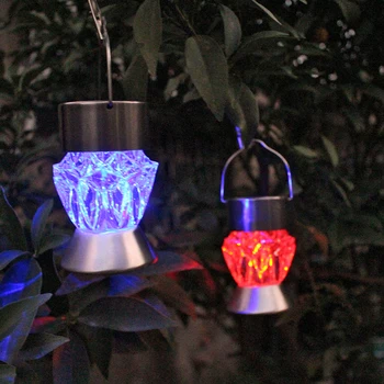 

7 Colors Diamond Solar LED Hanging Light Outdoor Color Changing Garden Yard Lamp Rotatable Outdoor Garden Camping Hanging Light