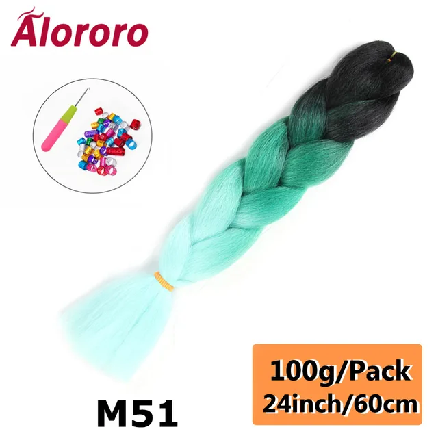 Jumbo Braid Hair Extensions Green Synthetic Braiding Hair 24 Inch Afro Blue Pink Purple Blonde Ombre Hair for Braids Alororo 24inches-M51