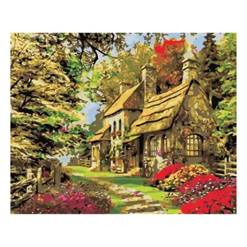 

Paint For Adults and Kids DIY Oil Painting Kits Pre-Printed Canvas Forest Lodge