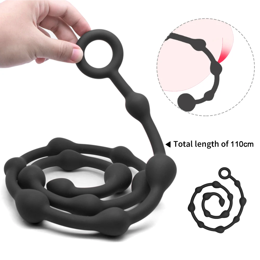 111cm Anal Butt Plug Silicone Beads Long with Safe Pull Ring Dilatator Ball Ass Massage Buttplug | Красота и здоровье