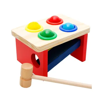 

Wooden Ball Children's Intellectual Strength Baby Early Education Wooden Quality Color Matching Toy Fun Knocking Table