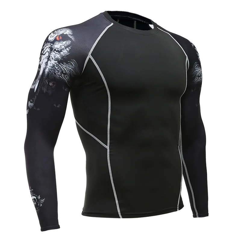 Термобелье, мужское длинное нижнее белье, компрессионная одежда, рубашка для фитнеса, мужская рубашка для бега, тренировочные штаны, термобелье - Цвет: running t-shirt 5