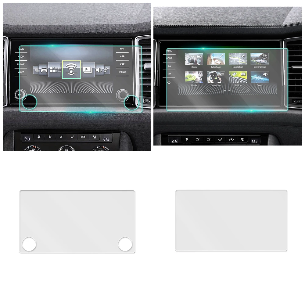Skoda Kodiaq 2016-2021 차량용 멀티미디어 비디오 GPS 네비게이션 LCD 화면 강화 유리 보호 필름 안티 스크래치 액세서리