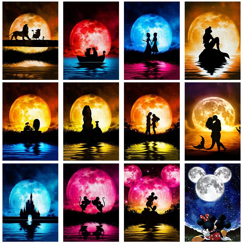 

Diamond Embroidery Princess Shadow Moon 5D Diamond Painting Kit Set Cross Stitch Mosaic Animal Home Decoration Gift