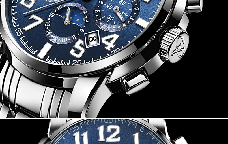 AESOP 9015 Automatic Mechanical Watches Watch for Men Date Month and Week Display Waterproof Male Wrist Watch Men reloj hombre