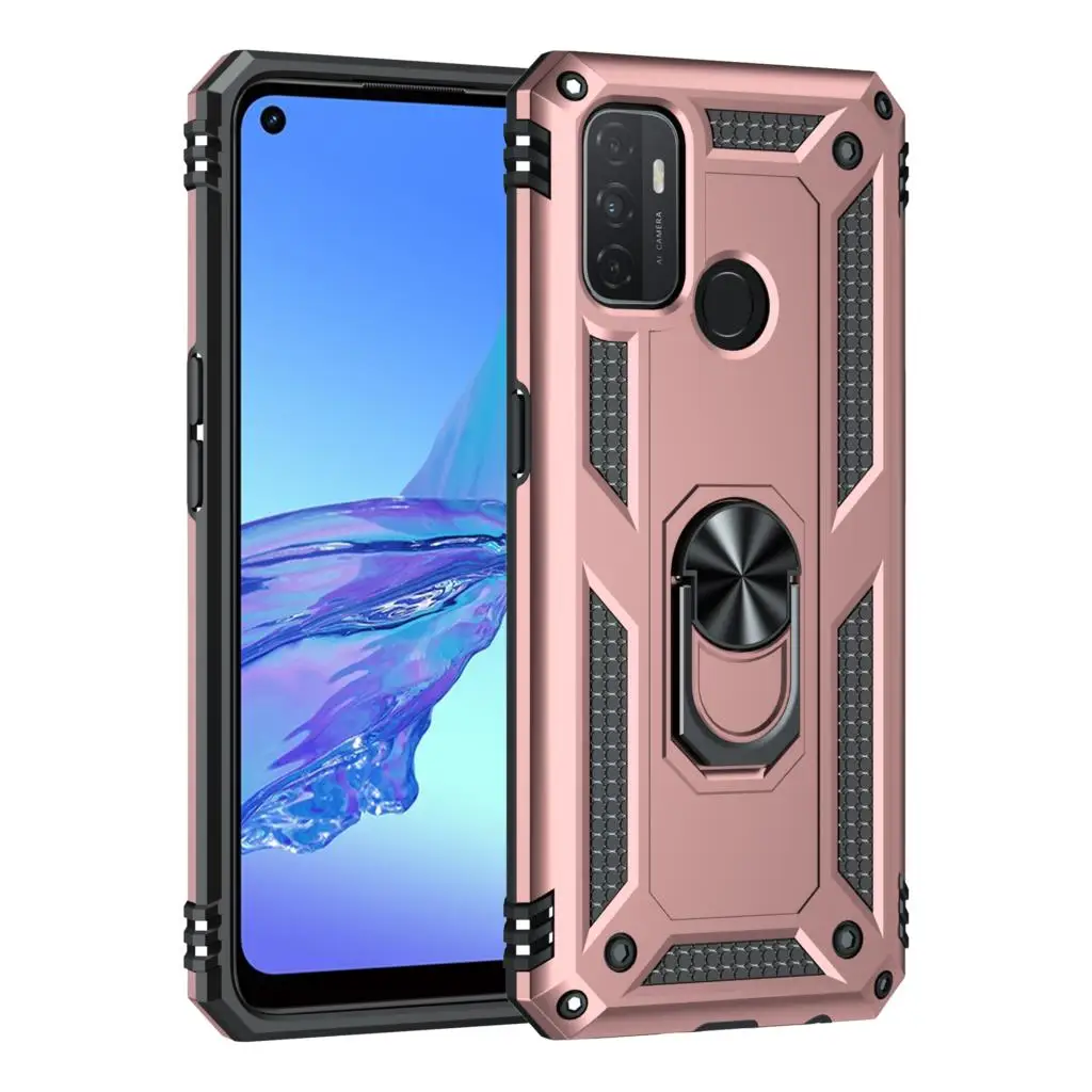 waterproof case for phone Luxury Armor Case For OPPO A32 A53 A53S 2020 Magnetic Silicone Phone Case OPPO A15 A15S A35 Car Ring Holder wallet cases Cases & Covers