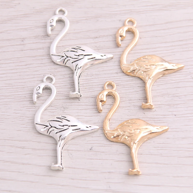 

SWEET BELL 20PCS 25*40mm New Product Two Color Flamingo Charms Animal Pendant Jewelry Metal Alloy Jewelry Marking