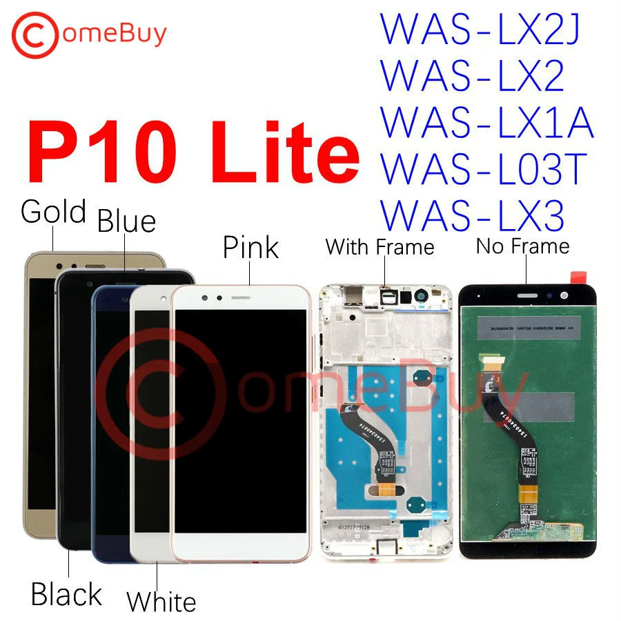 Comebuy Display for Huawei P10 Lite LCD Display Touch Screen For Huawei P10 Lite Display With Frame WAS-LX2J LX2 LX1A L03T