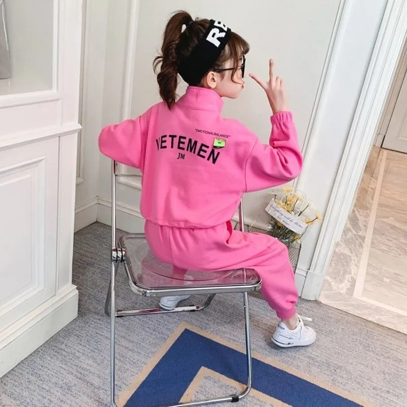 

2pc Child 2022 Spring Autumn Teenager Girls Clothes Set Hooded Sweatshirt + Pants Outifts Kids Tracksuit Suit 8 9 10 11 12 Years