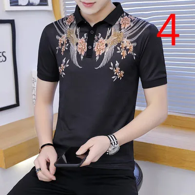 

Tide brand lapel Korean version of the self-cultivation trend shirt collar embroidery business T-shirt