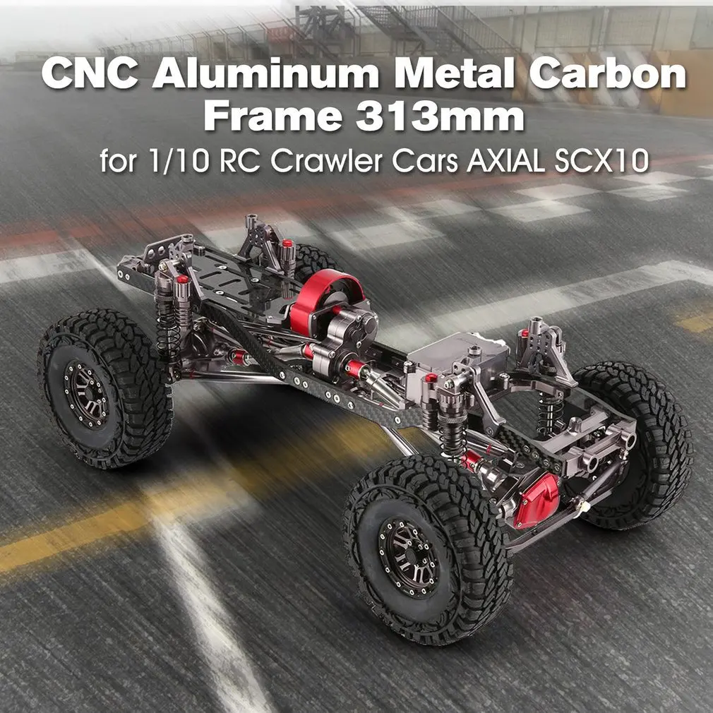 CNC Алюминиевый металлический и карбоновый корпус для RC автомобилей 1/10 осевой SCX10 шасси 313 мм Колесная база автомобиля гусеничный автомобиль части аксессуар