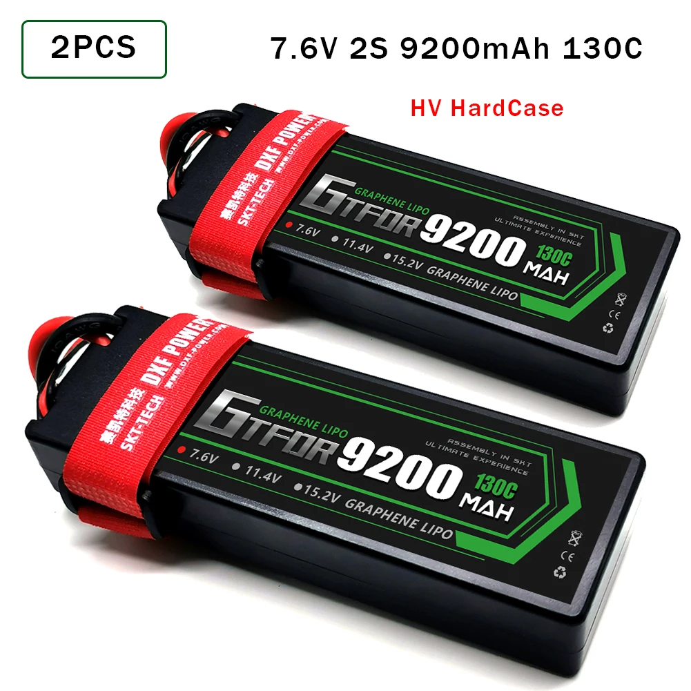 

GTFDR Lipo 2S2P 7.6V 9200mAh 130C Battery RC Lipo Battery with Dean/T XT60 XT90 Plug for RC Car Model Boat Truck 1/8 RC Car