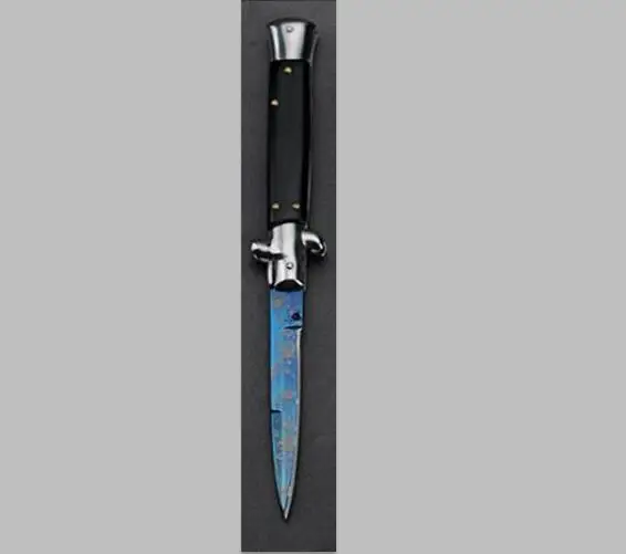 Black blue blade Складной нож подшипник быстрое открытие с итальянская мафия АКС портативный 9-дюймовый Быстрое открытие складной нож для ежедневного использования, 440C Yake - Цвет: Black blue blade
