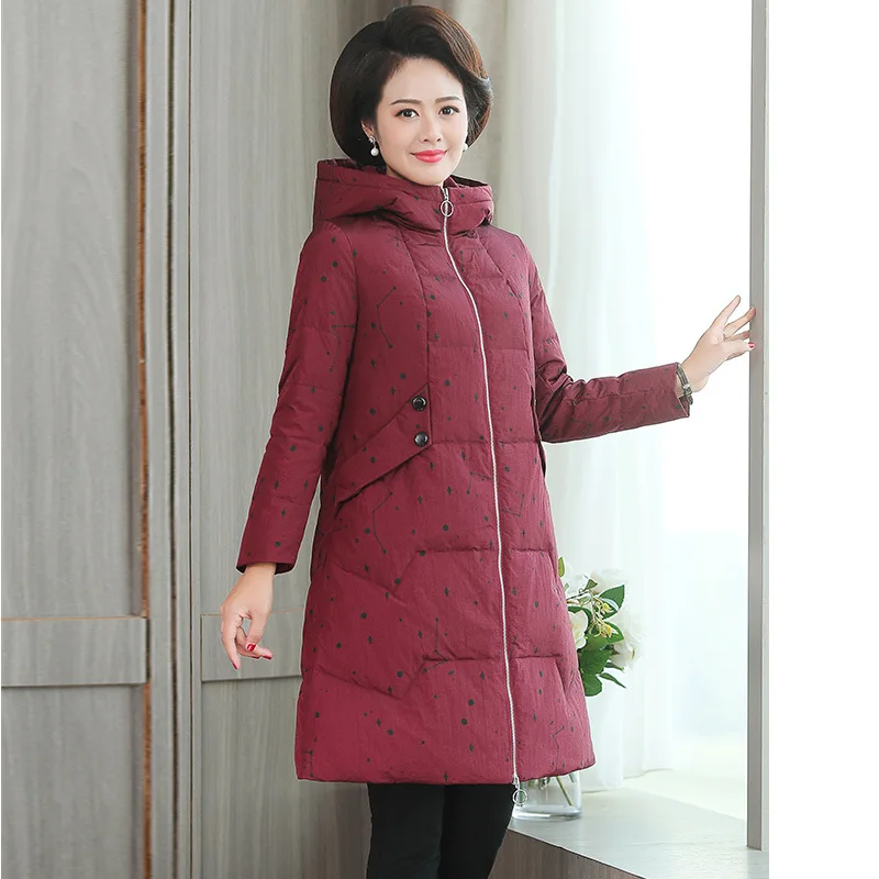 

2018 New Style Mom Cotton-padded Clothes Fall And Winter Clothes Coat Slim Fit Mid-length Middle-aged Cotton-padded Jacket Woman
