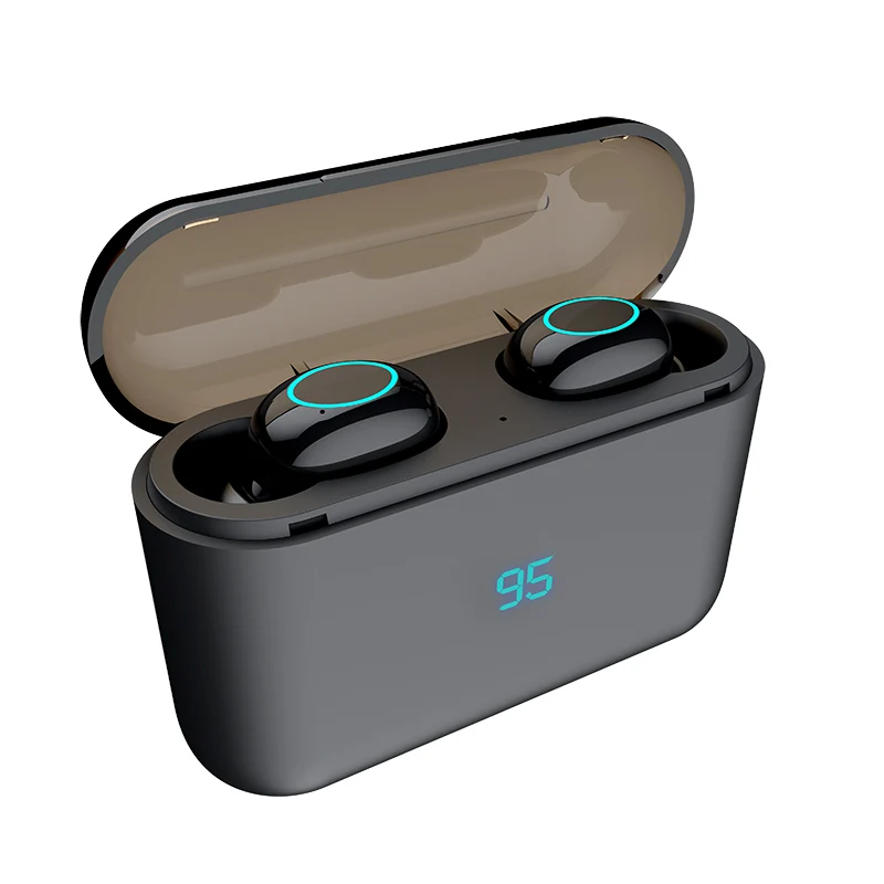 Черный HBQ Touch Bluetooth V5.0 наушники портативные TWS беспроводные мини наушники 3D стерео гарнитура 1500 мАч как внешний аккумулятор с светодиодный дисплеем - Цвет: Черный