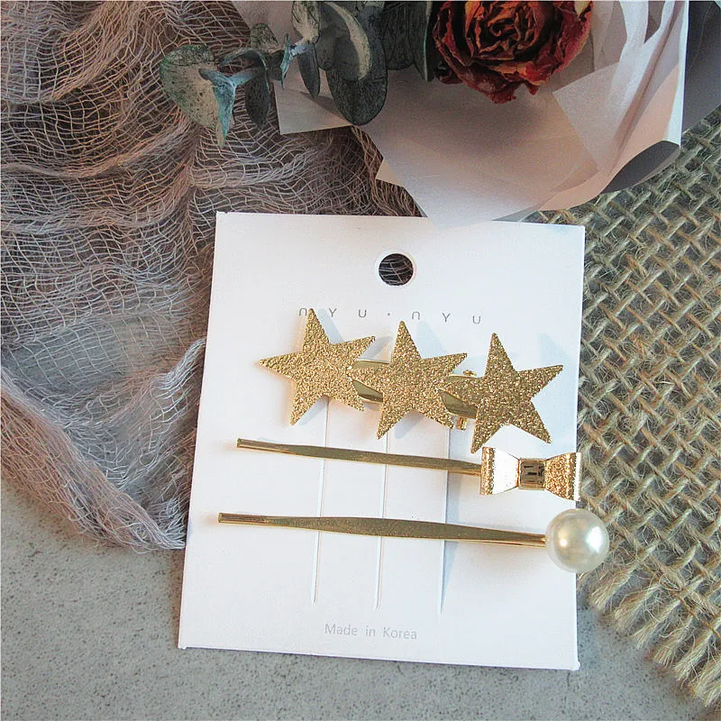 star pearl Hairpin Геометрические неровные металлические заколки для волос имитирующая заколка с жемчужиной в форме звезды и листа заколки для волос аксессуары для волос pince cheveux femme - Окраска металла: star pearl Hairpin
