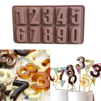 

Number Shape Chocolate Mold Silicone Candy Birthday Cake Mould Happy Birthday Letters Cake Mold Decoration Tools Accessories