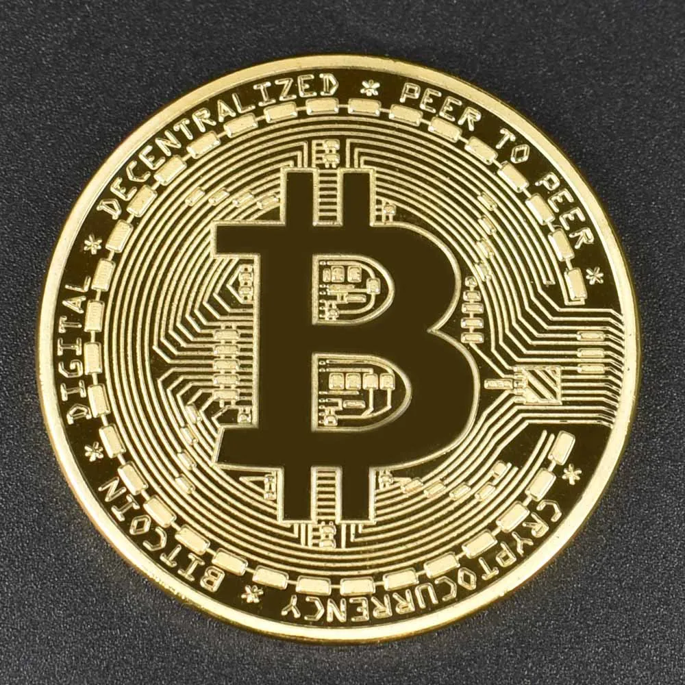 40 мм Золотая Биткоин монета с акриловым квадратным чехлом Litecoin Eth XRP криптовалюта