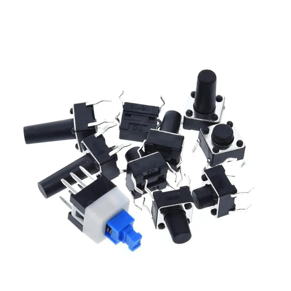 

180pcs 10 Values Tactile Push Button Switch Set Touch Sensitive Micro Momentary DIY Tact Buttons Assortment Kit