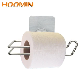 

HOOMIN Washable Stick Hooks Rack Roll Paper Holder Bathroom Storage Tissue Holder Durable Stainless Steel