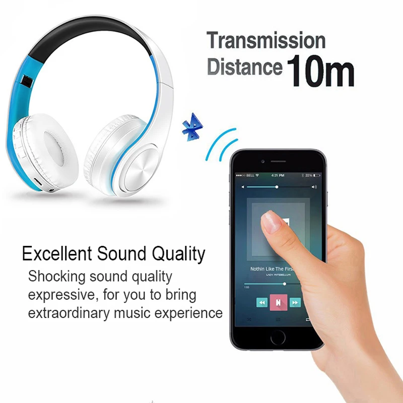 New Arrival Earphone Wireless Bluetooth Headphone Stereo Headset Music Head Over Headphones Earphone with Mic for PC Phones TV