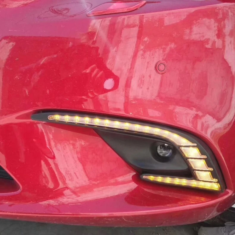 AKD 2 шт. светодиодный фонарь дневного света для Mazda 6 Atenza желтый сигнал поворота функция 12 В автомобиля DRL противотуманная фара украшение