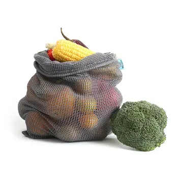 

Cotton Mesh Storage Bag Washable Drawstring Shopping Bag for Vegetables Fruits 517D