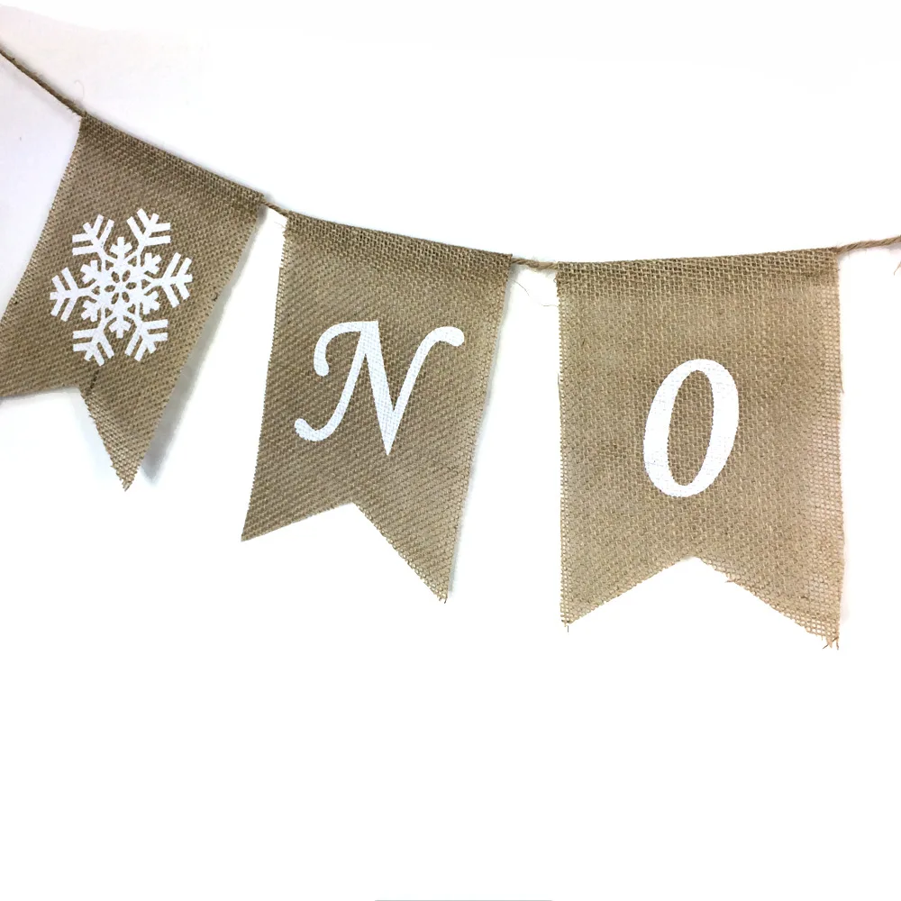 6 флагов знак NOEL Снежинка Мешковина овсянка гирлянда Вымпел Баннер для Рождество год вечерние украшения фото реквизит