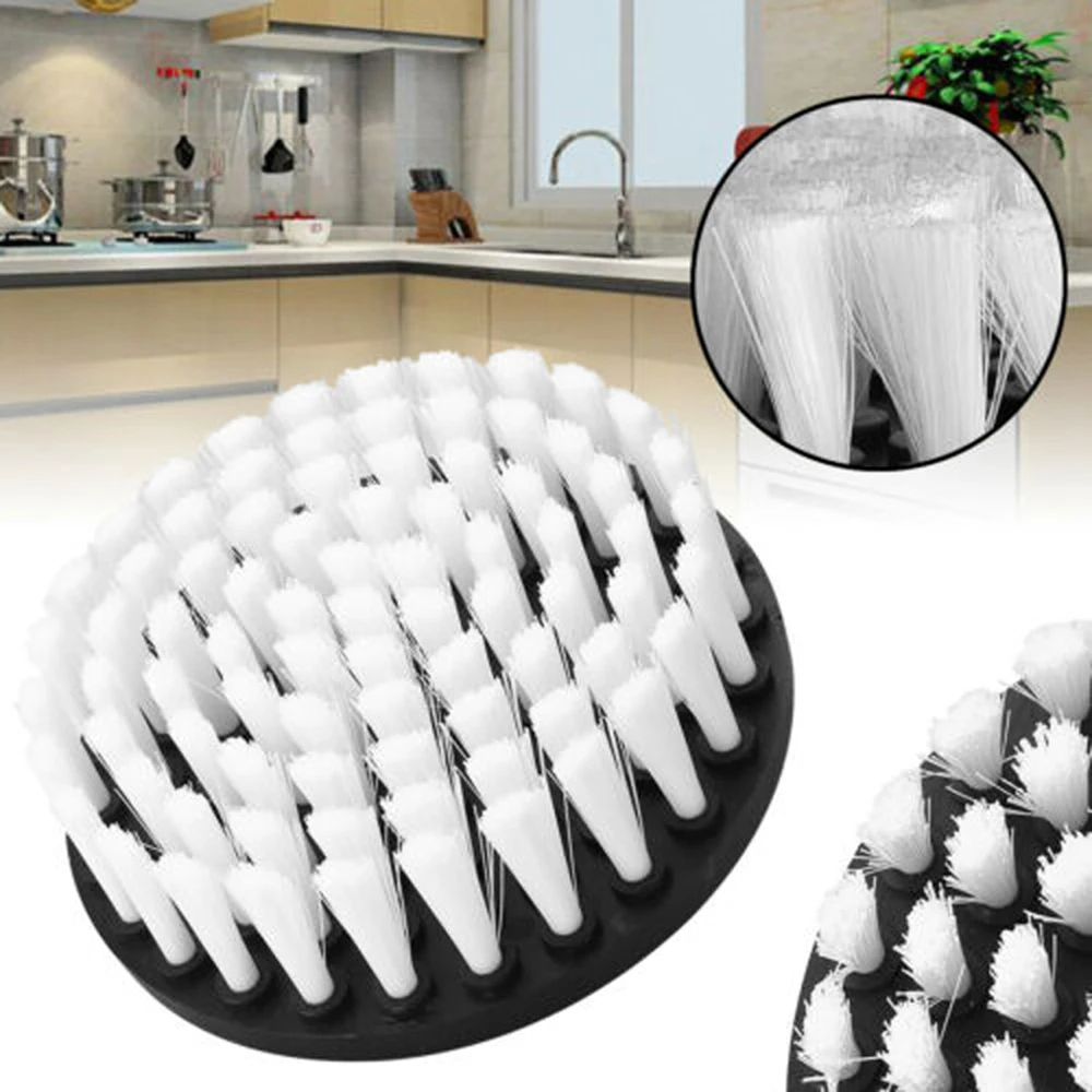 1Pcs White Drill Brush Attachment 5inch For Cleaning Carpet Leather