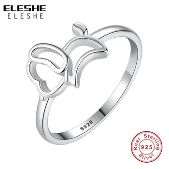 

ELESHE Trendy 925 Sterling Silver Cute Dog Animal Finger Rings for Women Party Wedding Jewelry Silver 925 Rings Female Gift