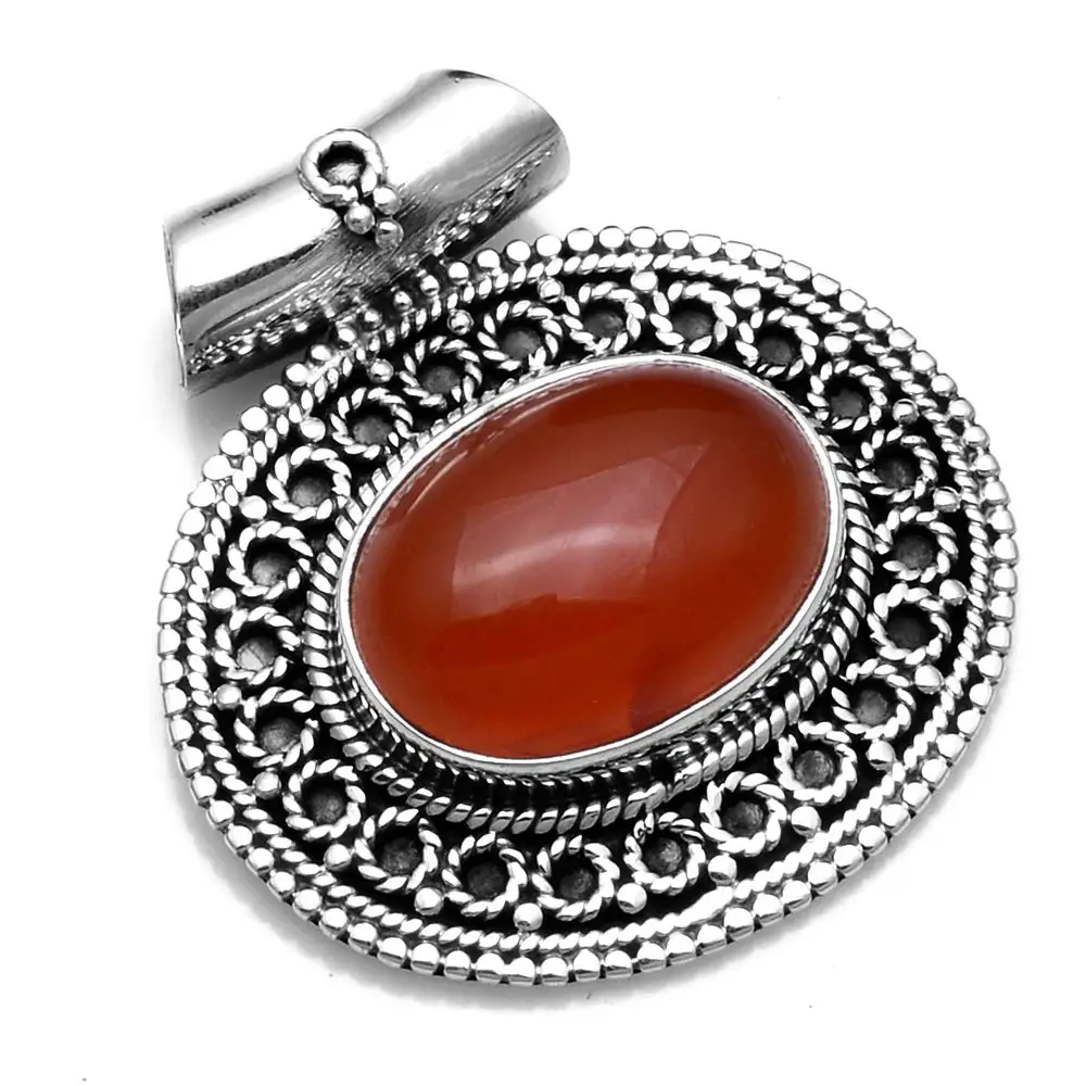 

Genuine Carnelian Pendant 925 Sterling Silver, 55 mm, 2SP0756