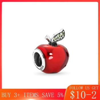 

CodeMonkey 100% S925 Sterling Silver Red Apple Beads DIY Jewelry Making Fruit Series Fit 3mm Bracelet for Christmas Gift CMS066