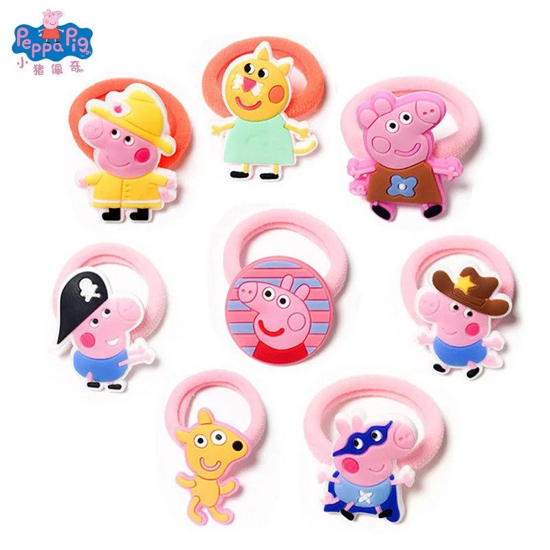 Figuras de Peppa Pig, George, muñecas de PVC, a la moda, peluches de dibujos animados, juguetes con anilla para el pelo, envío aleatorio