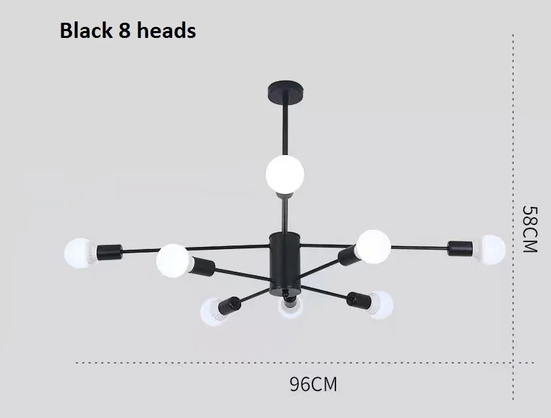 Black 6 heads LukLoy современная простая люстра, подвеска для гостиной, скандинавского ресторана, украшения, светильники, золотые и черные люстры для спальни - Цвет абажура: Black 6 heads