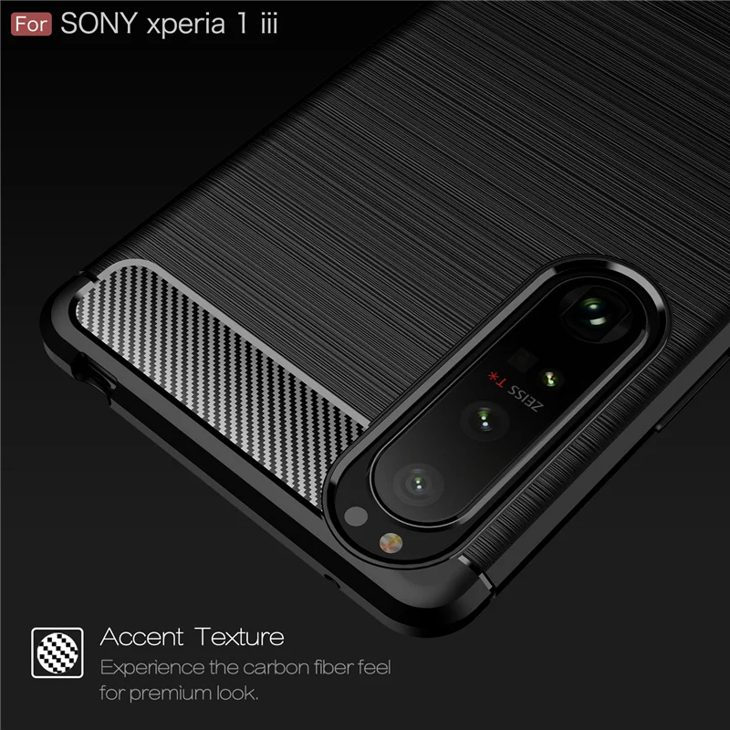 Per Cover Sony Xperia 1 Iii Custodia Per Sony Xperia 1 Iii Capa Silicone Fibra Di Carbonio Soft Tpu Per Fundas Sony Xperia 1 Iii Cover
