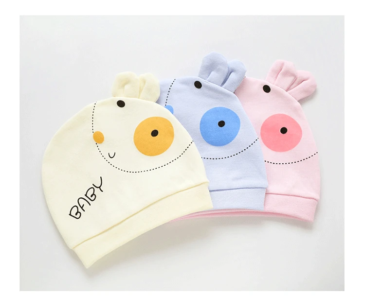 Four Seasons Kids Newborn Baby Hats 100% Cotton Cap 40 Color Cartoon Cute Printed Hat Suitable for 0-12 Months Baby Accessories