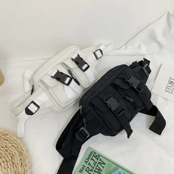 

Ms Harajuku Street Style Waist Bag Fanny Pack Fashion Hip Hop Bag Tactical Bags Retro Canvas Crossbody Pack Women's Waist Packs