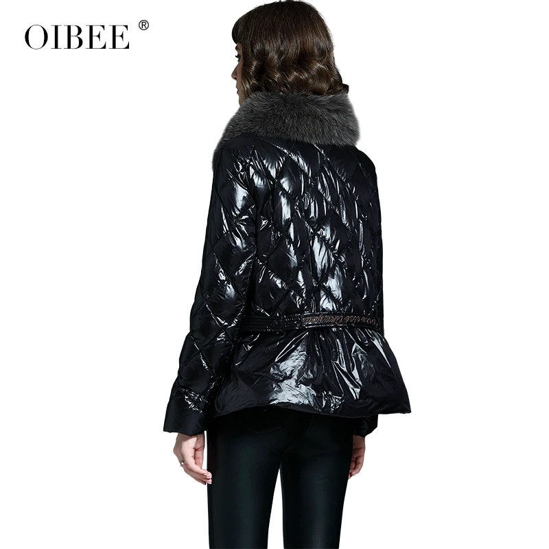 OIBEE2019, зимняя новинка, Женская легкая маленькая хлопковая куртка, женский короткий пуховик, Лисий мех, соломенная куртка