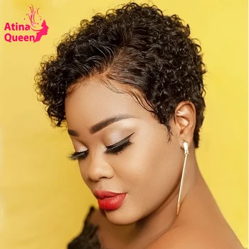 

13x4 Bob lace Front Wigs Preplucked Baby hair Pixie Cut Deep Curly 4x4 Closure Wigs Remy 180% Short Hair Wig for Black Women