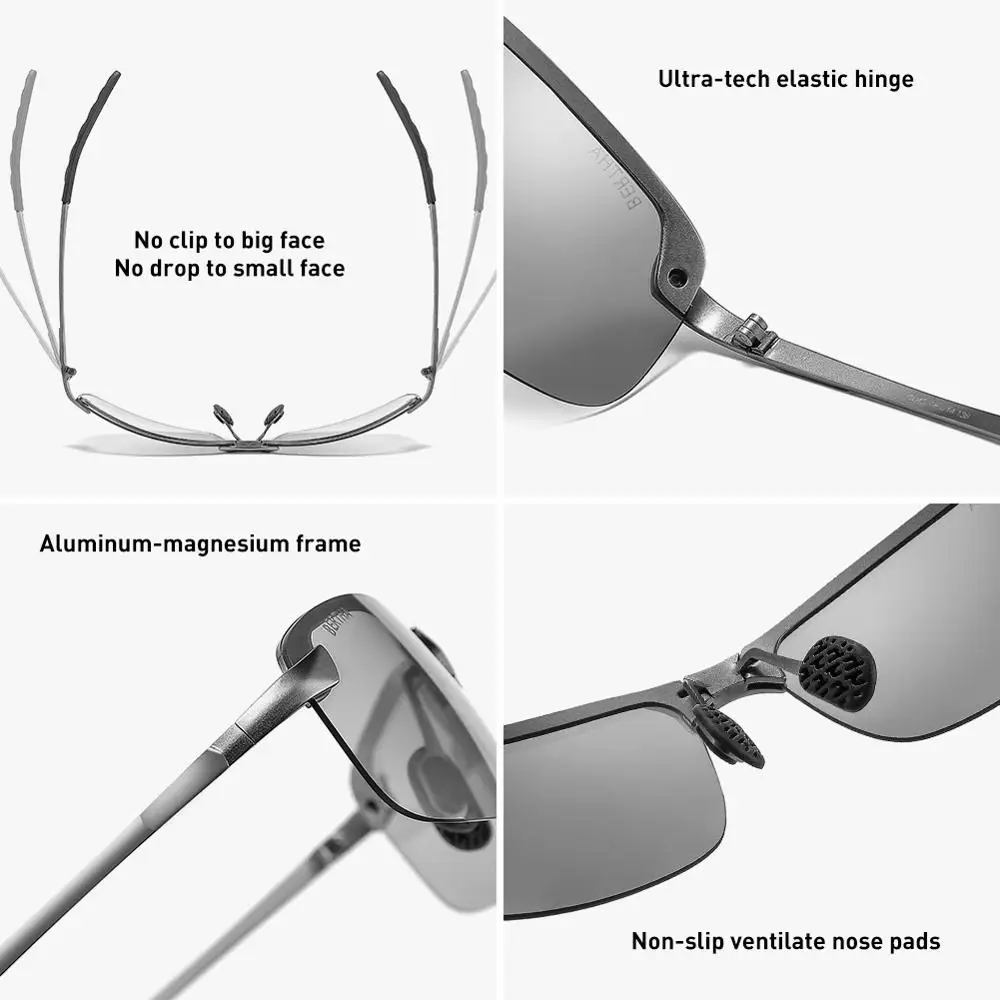 Goede CAPONI Ultralight Sport Zonnebril Mannen Gepolariseerde Vintage Meekleurende Eyewear Fashion Brand Designer Zonnebril UV400 BS3043