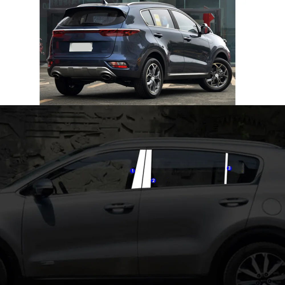 Car Sticker Stainless Steel Garnish Pillar Window Middle Strip Trim Frame Hoods Parts For KIA Sportage KX5 2016-2021 | Автомобили и