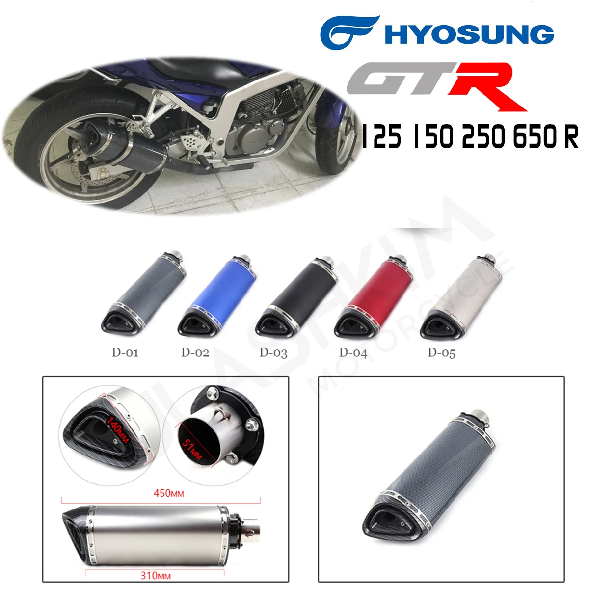 Motorcycle Exhaust Muffler Escape For Hyosung Gtr125 Gtr650 Gt125r Gt250r Gt650r Exhaust Muffer Exhausts Pipes Aliexpress