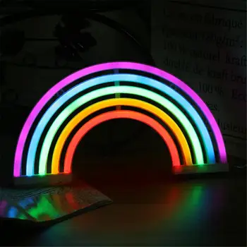

Creative Dorm Kid Room Home Party Wedding Xmas Fashion Colorful Led Neon Rainbow Sign Light Hanging Night Lamp Wall Decoration