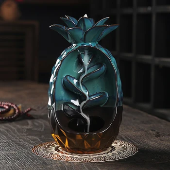 

Pineapple Ceramic Backflow Incense Holder Waterfall Incense Burner Home Decor Aromatherapy Ornament FP8