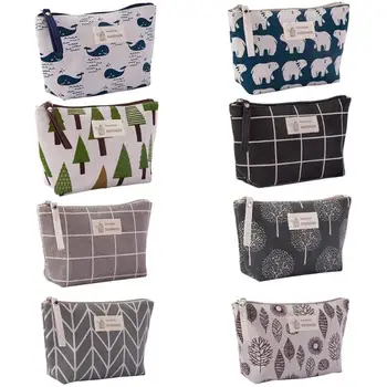 

Printed Cosmetic Bag Multi-function Canvas Purse Makeup Wash Storage Pouch
