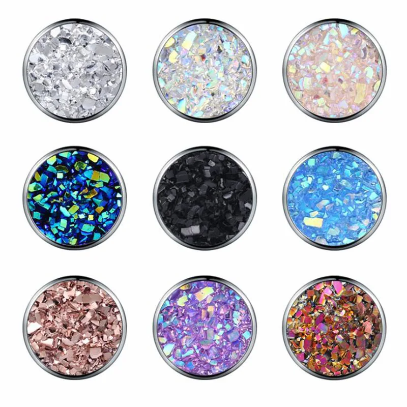 

12 Colors Druzy Drusy Stud Earrings For Women Men Statement Korean Real 925 Sterling SIlver Earring Party Gifts Fashion Jewelry