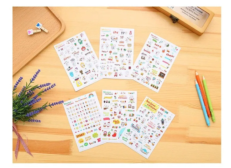 Petitcochonn Second Quarter Cute Little Pig Transparent Diary Adhesive Paper Decorative Sticker 6 Sheets