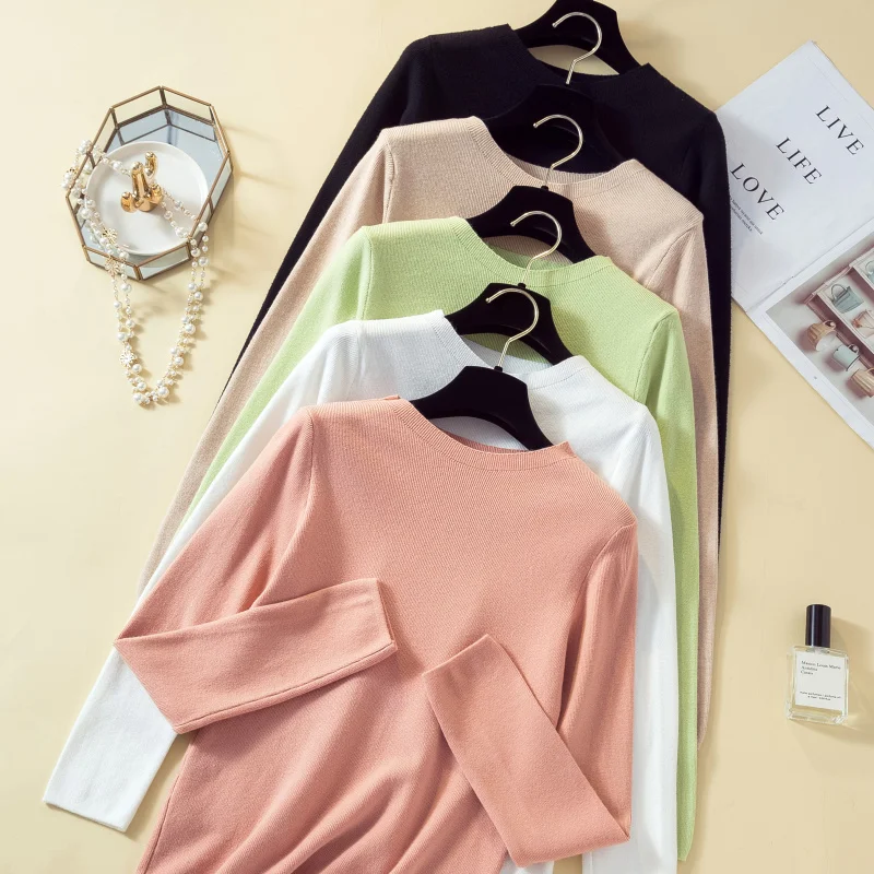 

Women knitting sweater long sleeves O-neck collar female autumn winter Casual Solid fashion pullover Pull Femme Ladies sweaters