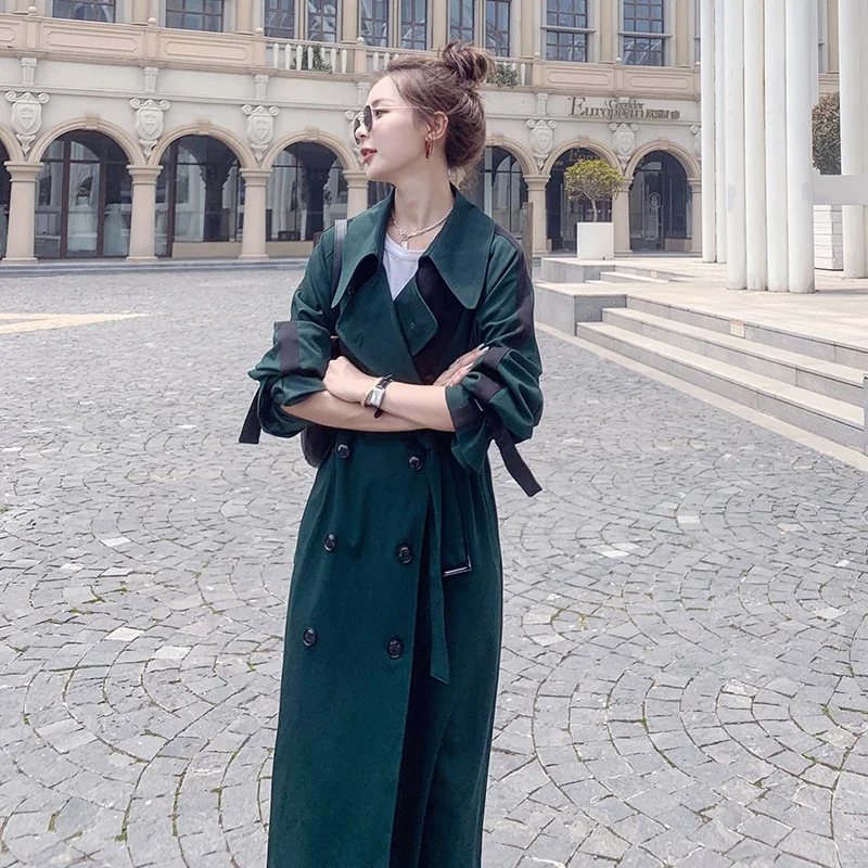 Women's trench coat 2020 autumn stitching contrast